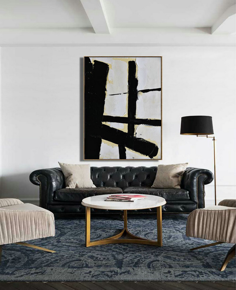 Large Abstract Art,Minimalist Painting On Canvas, Palette Knife Vertical Minimal Art - Abstract Painting On Canvas